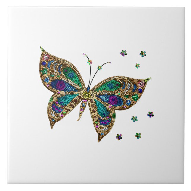 Mosaic Butterfly  Ceramic Tile (Front)
