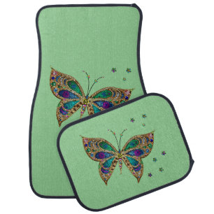 Mosaic Butterfly Green Car Floor Mat