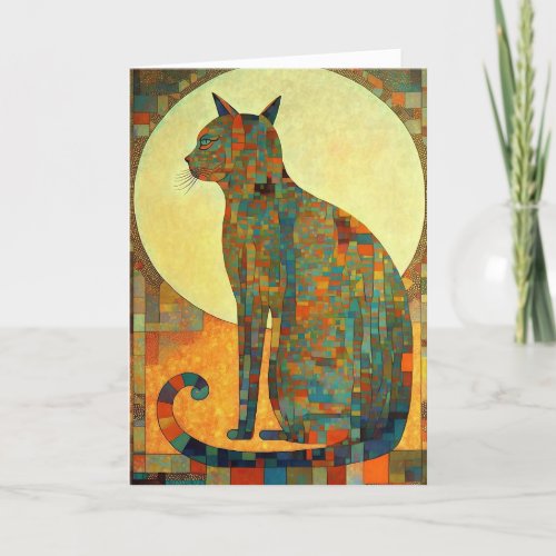 Mosaic Cat Abstract Egyptian_Inspired Thank You Card