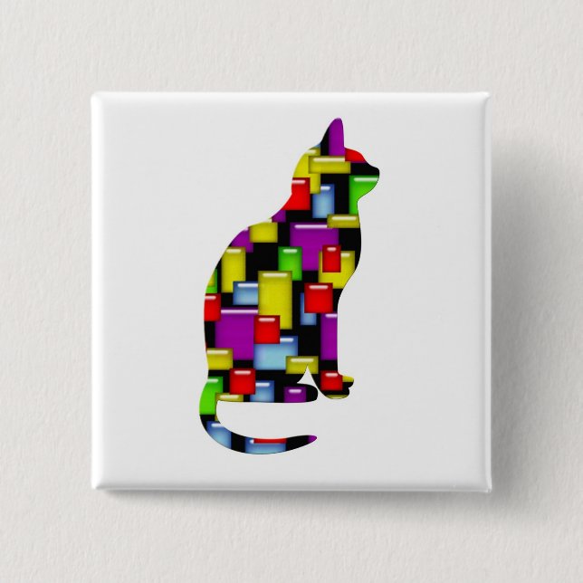 mosaic cat pinback button (Front)