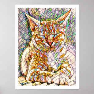 Cat wall art colorful cat mosaic cat cat lover art Round wall art Cat wall decor decorative Mosaic cat lover gift kitten design,