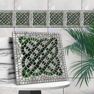 Mosaic Celtic knot - Abalone Shell and Pearl Ceramic Tile
