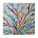 Mosaic Ceramic Tile<br><div class="desc">This unique ceramic tile is decorated with a colorful,  rustic,  botanical mosaic.
Original Mosaic © Michele Davies.</div>