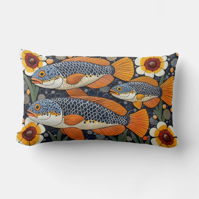 Mosaic Ceramic Tile Pattern Lumbar Pillow (Front)
