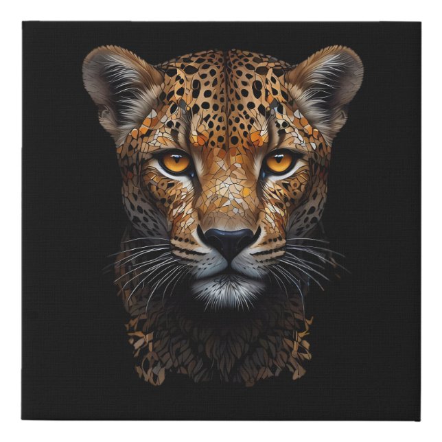 Mosaic Cheetah Portrait  Faux Canvas Print (Front)