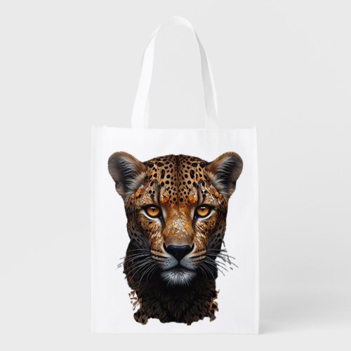 Mosaic Cheetah Portrait  Grocery Bag