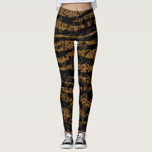 Mosaic Chic Elegant Safari Glam Jungle Leggings