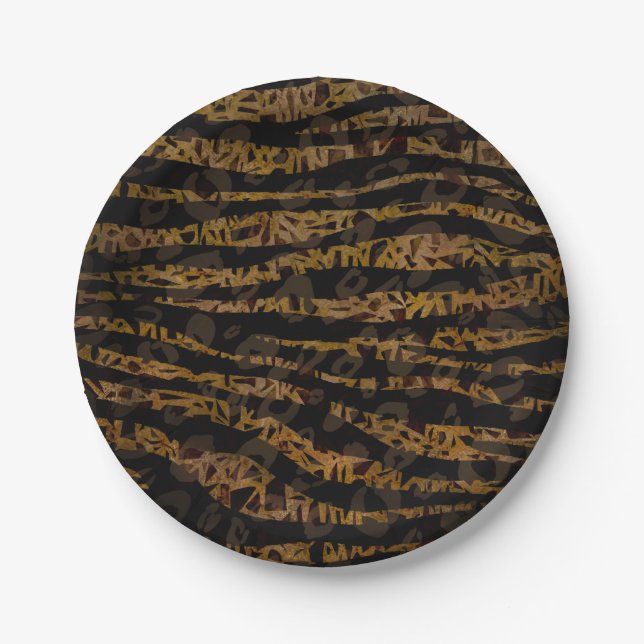 Mosaic Chic Elegant Safari Glam Jungle Party Paper Plates (Front)