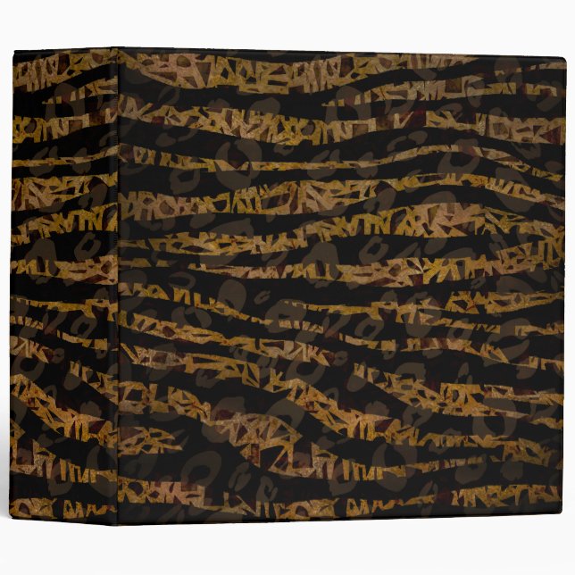 Mosaic Chic Elegant Safari Glam Jungle Print 3 Ring Binder (Front/Spine)