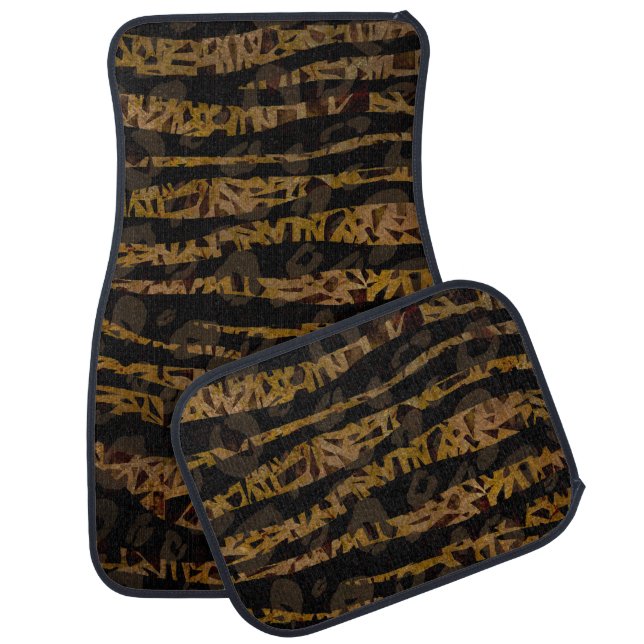 Mosaic Chic Elegant Safari Glam Jungle Print Car Mat (Set)