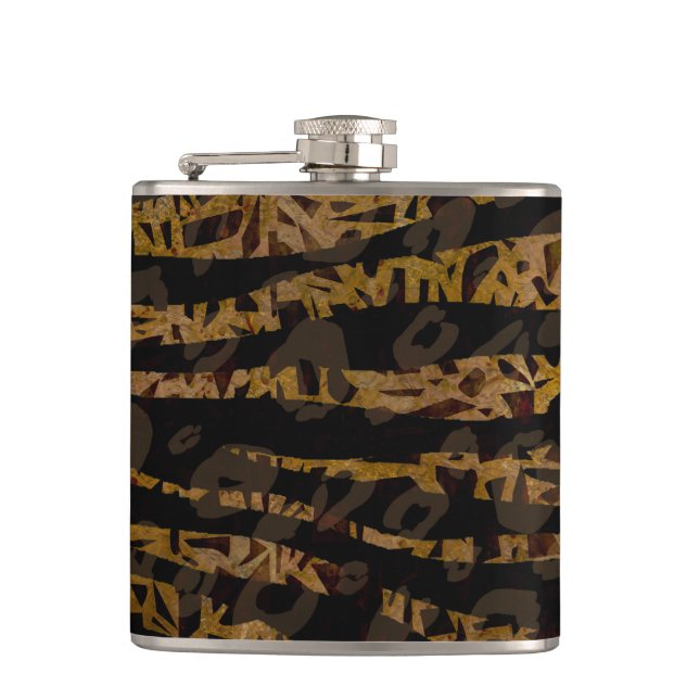Mosaic Chic Elegant Safari Glam Jungle Print Flask (Front)