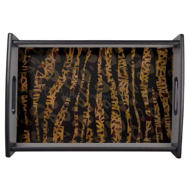 Mosaic Chic Elegant Safari Glam Jungle Print Serving Tray (Front)