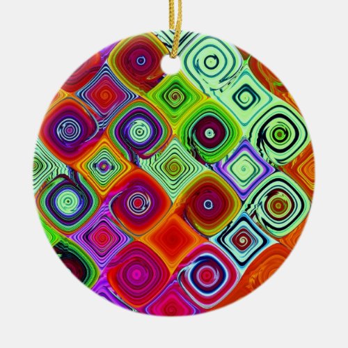 Mosaic Christmas Digital Art Ceramic Ornament