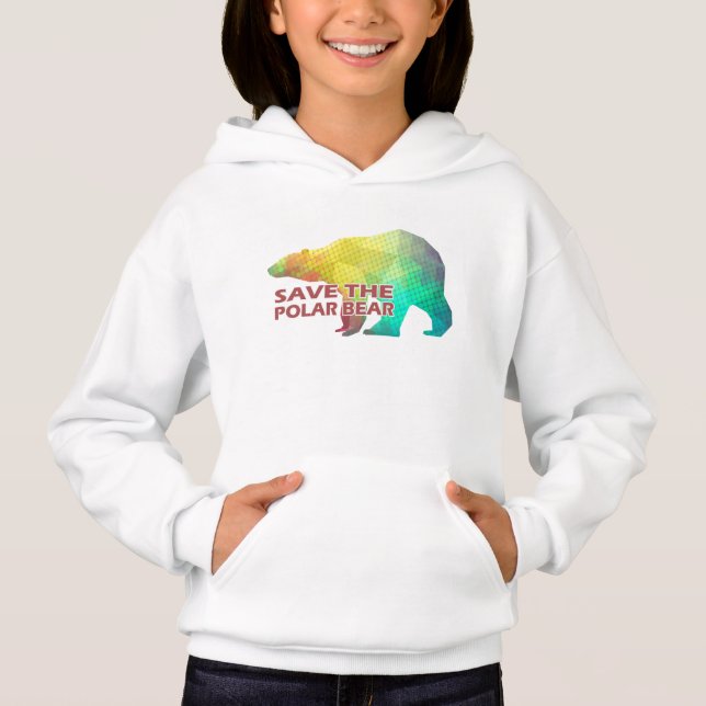 MOSAIC COLOR POLAR BEAR(SAVE THE POLAR BEAR) HOODIE (Front)