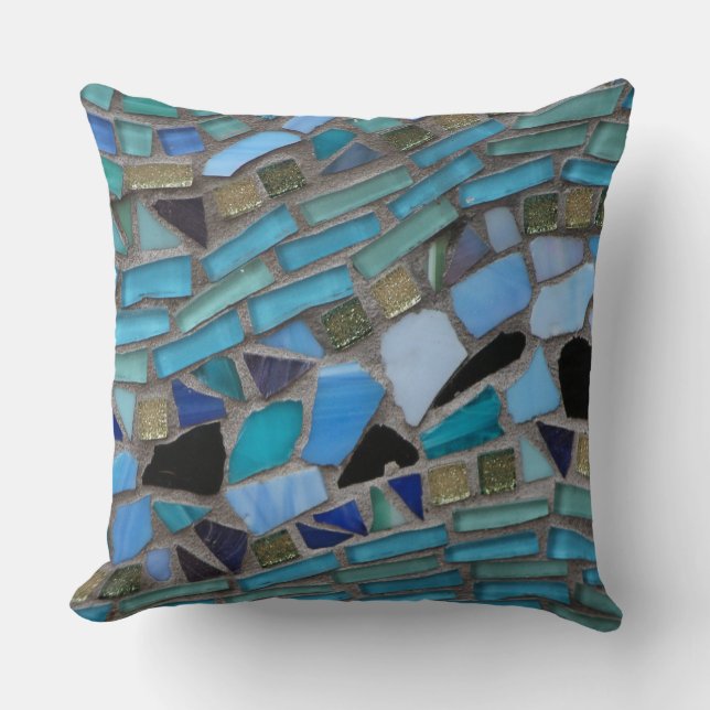 mosaic colored glass stone art throw pillow (Front)