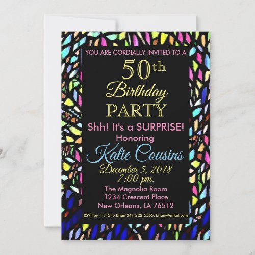 Mosaic Colorful  Fun 50th Birthday Invitation