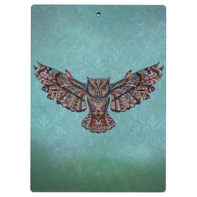 Mosaic colorful Owl Clipboard (Back)