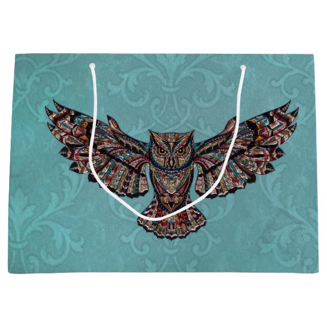 Mosaic colorful Owl Large Gift Bag (Front)