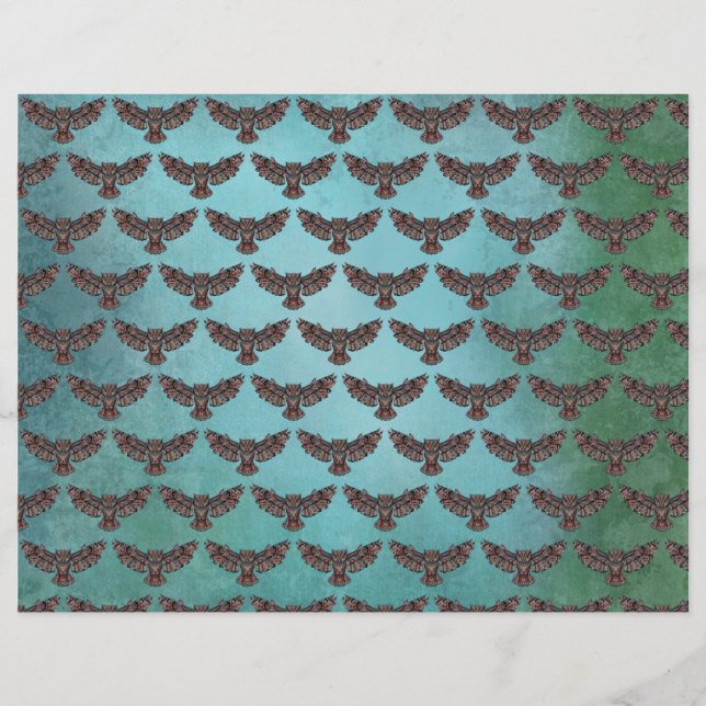 Mosaic colorful Owl Scrapbook paper (Front)