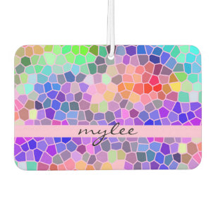 Mosaic Colorful Rainbow Pink Monogram Abstract Air Freshener