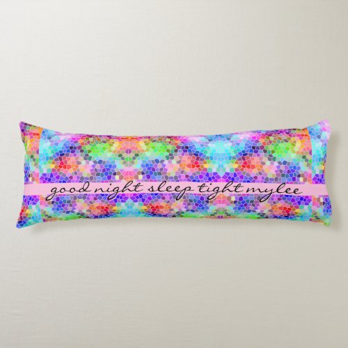 Mosaic Colorful Rainbow Pink Monogram Abstract Body Pillow