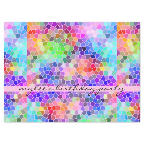 Mosaic Colorful Rainbow Pink Monogram Abstract Tissue Paper