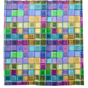 Mosaic Colorful Squares Shower Curtain