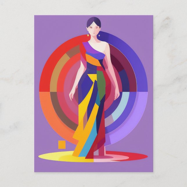Mosaic, colorful, woman, vector design postcard (Front)
