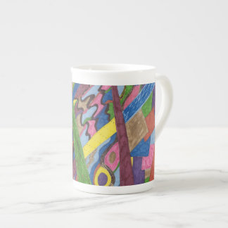 "Mosaic Cross Roads" Abstract Art Bone China Mug