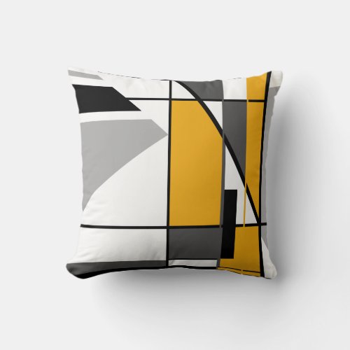Mosaic Design in Gold White Gray and Black Throw Pillow