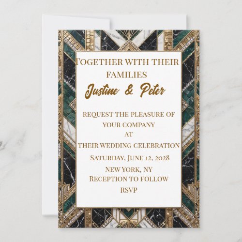 Mosaic Diamond Heart Wedding Invitation