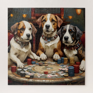 Mosaic Dog playing poker Jigsaw Puzzle
