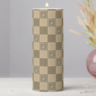 Mosaic doodle flower squares pillar candle