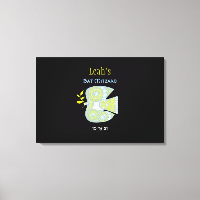 MOSAIC DOVE of PEACE Bat Mitzvah Sign-In Board Canvas Print (Front)