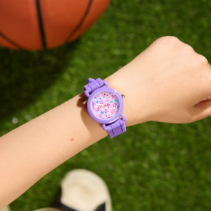 "Mosaic Dreams" Vibrant Purple Kids Artistic Watch