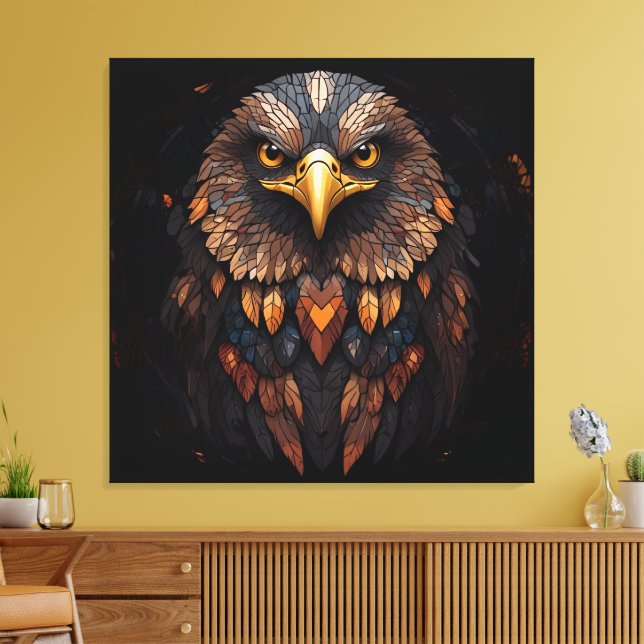 Mosaic Eagle Portrait  Canvas Print (Insitu(LivingRoom))