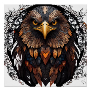 Mosaic Eagle Portrait Poster