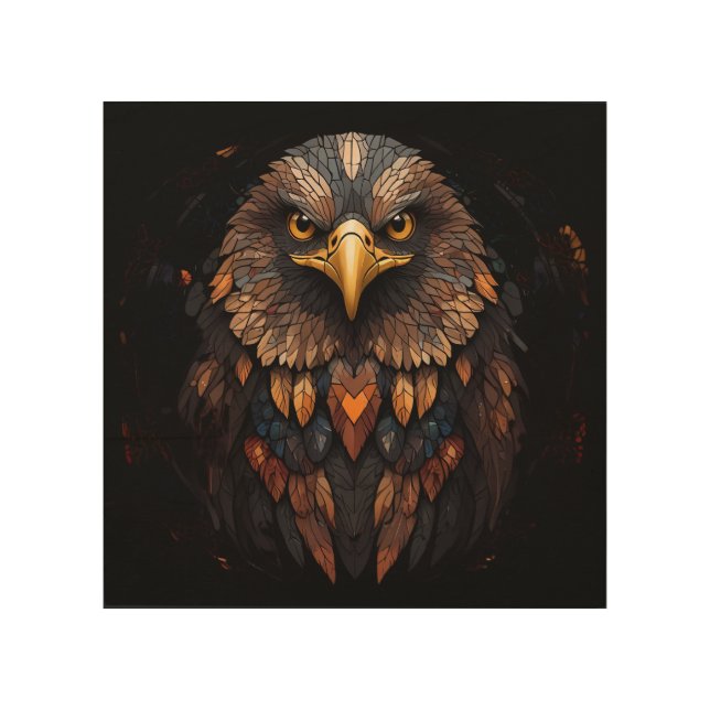 Mosaic Eagle Portrait  Wood Wall Art (Front)