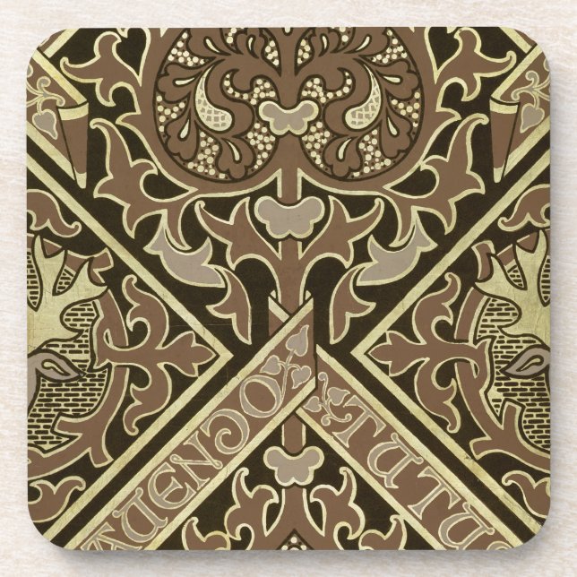 Mosaic ecclesiastical wallpaper design beverage coaster (Front)