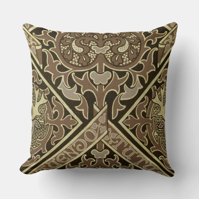 Mosaic ecclesiastical wallpaper design throw pillow (Front)