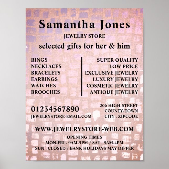 Mosaic Effect, Jewelry Store Advertising Poster (Front)