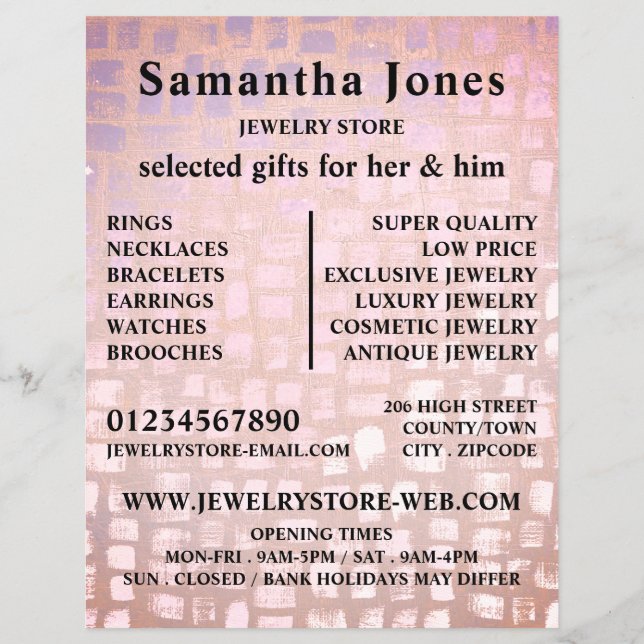 Mosaic Effect, Jewelry Store Flyer (Front)