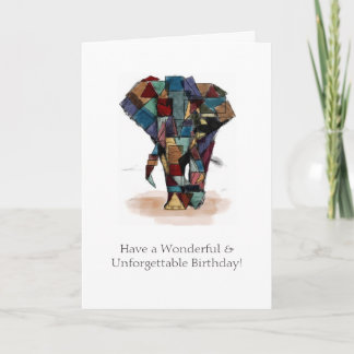 Mosaic Elephant Birthday Card