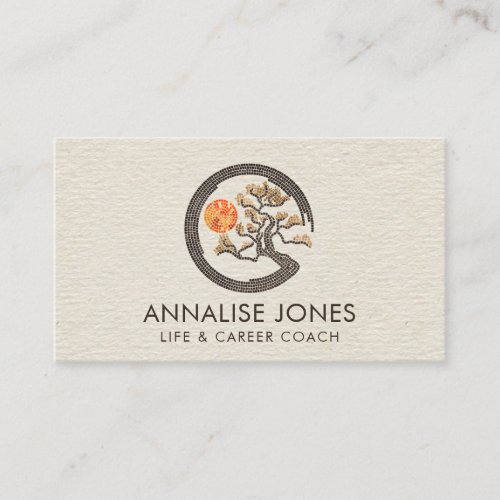 Mosaic Enso Circle and Bonsai Tree Business Card