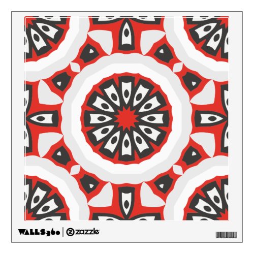 Mosaic Ethnic Geometric Red Grey Black  White Wall Decal