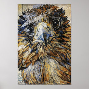 Mosaic Falcon - Geometric Bird of Prey Wall Art