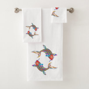 Mosaic Fish Bath Towel Set