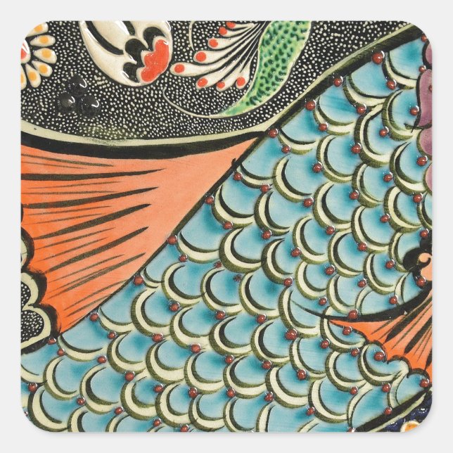 Mosaic Fish Fash Square Sticker (Front)