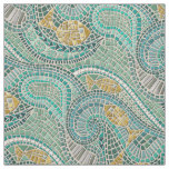 mosaic fish mint fabric