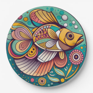 mosaic fish paper plates